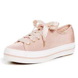 Kate Spade x Keds Triple Kick Pink Grosgrain Sneakers, ribbon laces, like new, 8